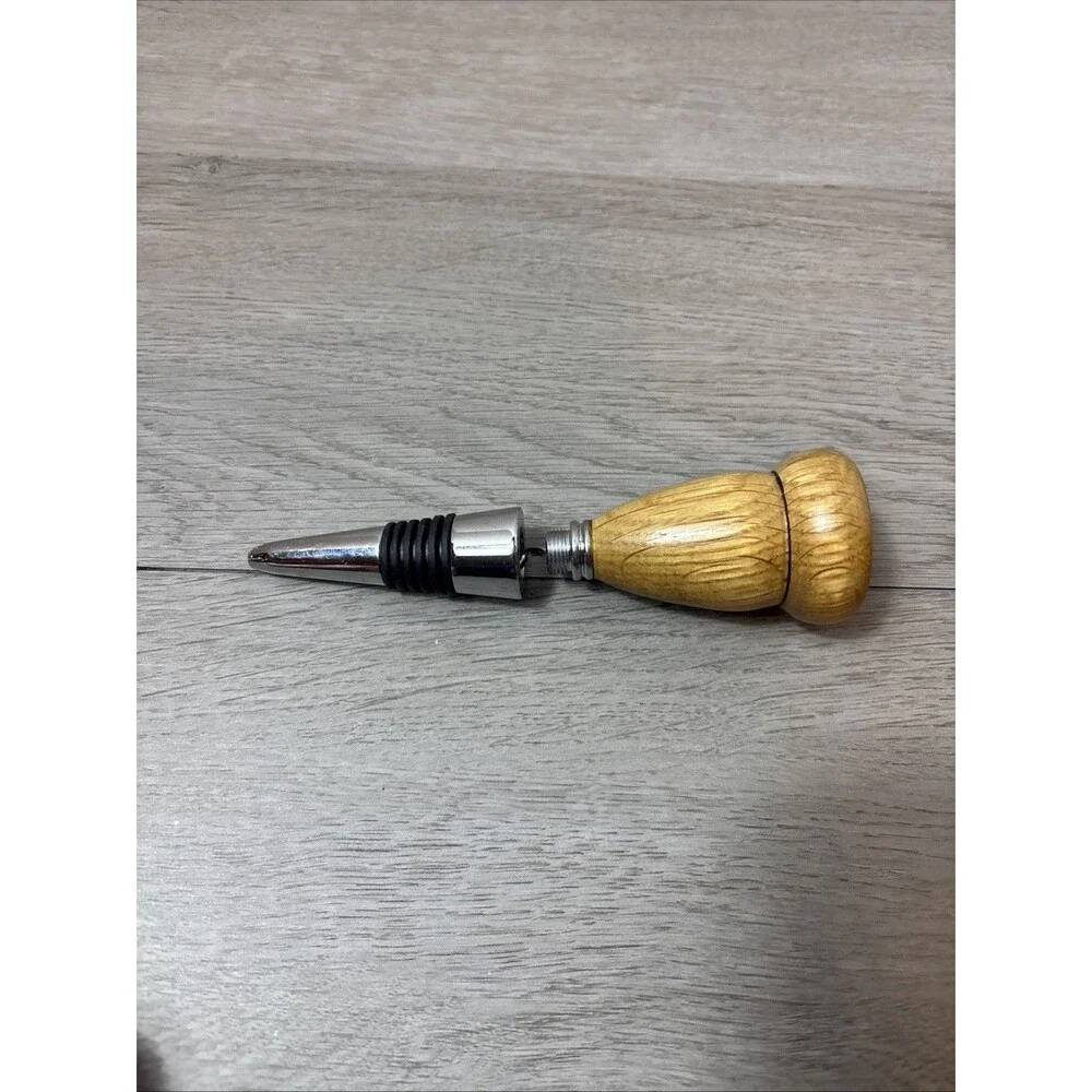 United States Army Wine Stopper and Cork Screw Wooden Top Metal Bottom Military